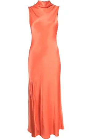 LAPOINTE Draped satin maxi dress