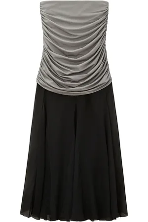 Tory Burch Ruched silk midi skirt