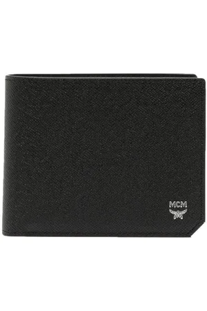 Mcm Aren Bi-Fold Leather Wallet - Black