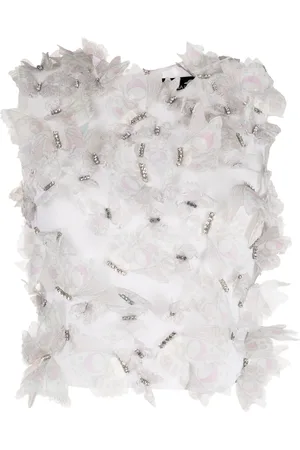 Cynthia Rowley Butterflies-appliqu?? mesh top