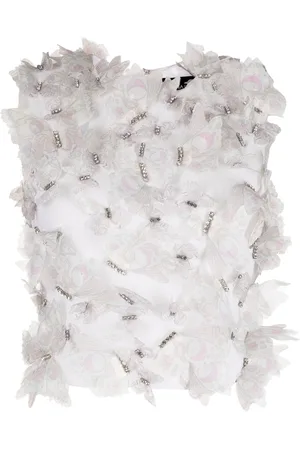 Cynthia Rowley Butterflies-appliqué mesh top
