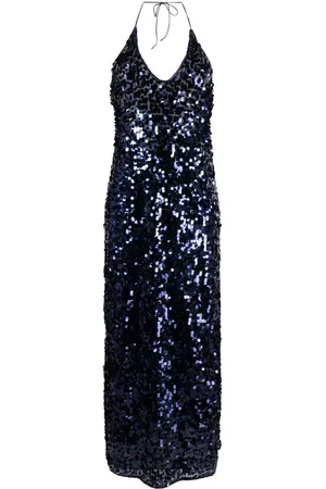 Oseree Sequinned halterneck sleeveless dress
