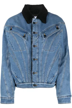 Tulle-paneled Denim Jacket In Blue