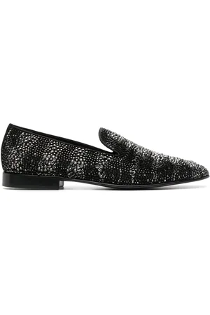 Roberto Cavalli Crystal-embellished leather loafers