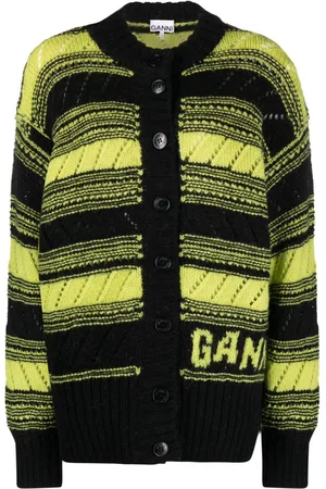 Ganni Stripe-pattern knitted cardigan