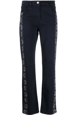 Etro Floral-stripes straight-leg jeans