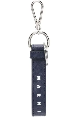 Aspinal of London Small Leather Loop Keyring in Black & Tan Saffiano