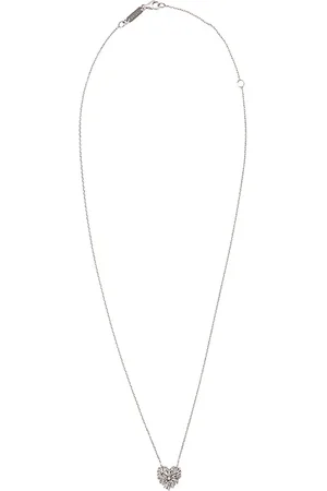 Suzanne Kalan 18kt white gold small angel diamond heart necklace
