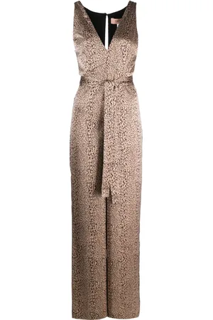 Twin-Set Leopard-print satin-finish jumpsuit