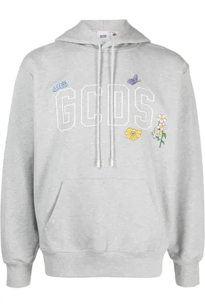 GCDS Logo-embroidered cotton hoodie