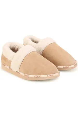 Chloé Logo-print strap fleece-texture slippers