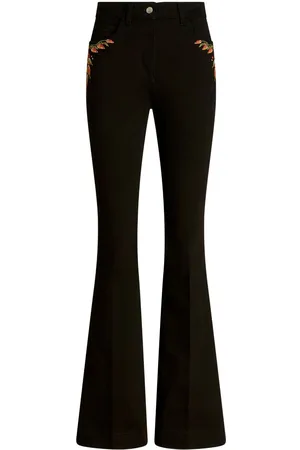 Etro Foliage-embroidered mid-rise flared jeans