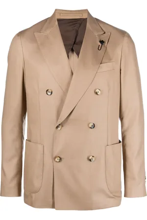 LARDINI Double-breasted satin-finish blazer