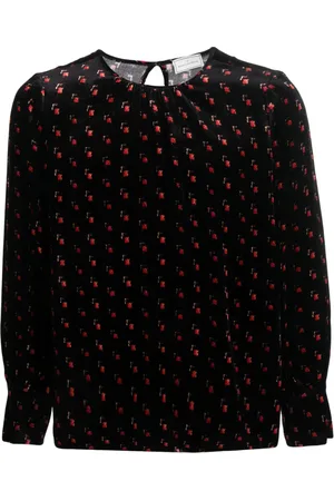 PIERRE-LOUIS MASCIA Velour graphic-print blouse