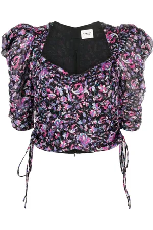 Marant Etoile Abstract-print ruched blouse