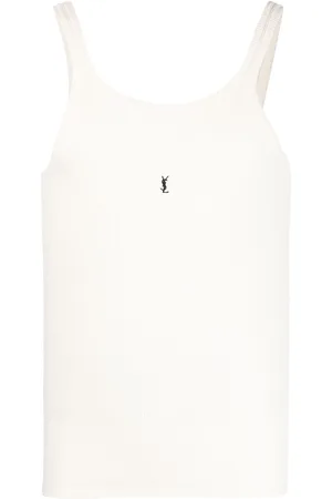 Saint Laurent Logo-embroidered ribbed tank top