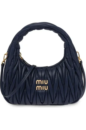 Miu Miu Logo-plaque Matelassé Shoulder Bag In Neutrals