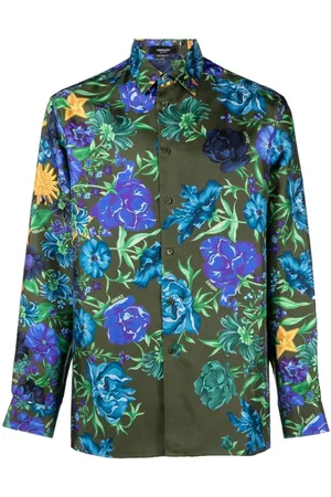 Versace Logo-Print Silk Sleep Shirt