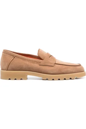 santoni Almond-toe suede loafers