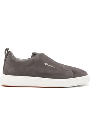 santoni Logo-print suede sneakers