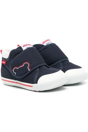 Miki House Bear-motif touch-strap sneakers