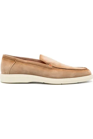 santoni Almond-toe suede loafers