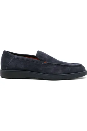 santoni Suede round-toe loafers