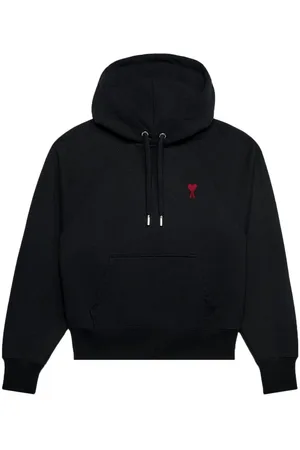 Ami Logo-embroidered organic-cotton hoodie