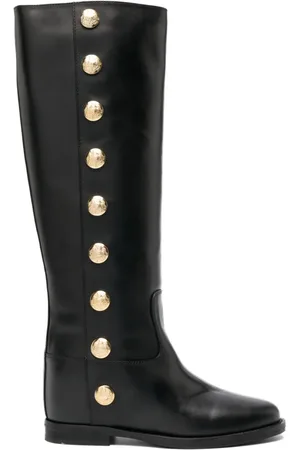 Via Roma Golden-buttonned leather boots