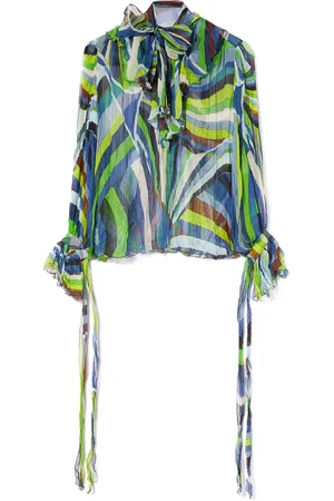 Puccini Graphic-print pussy-bow blouse