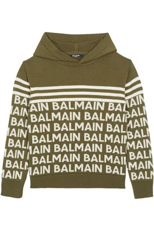 Balmain Logo-lettering knitted hoodie
