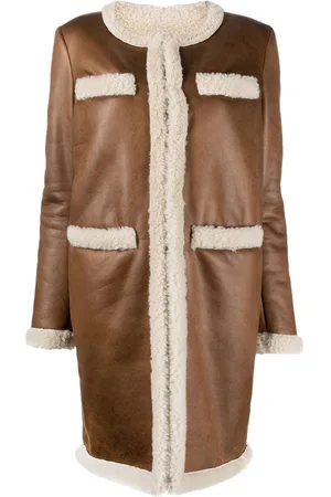 Dsquared2 Faux-shearling collarless coat