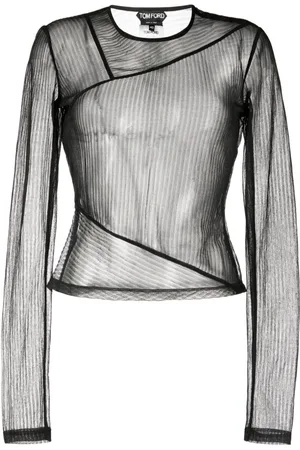 Tom Ford Sheer ribbed long-sleeve jersey top