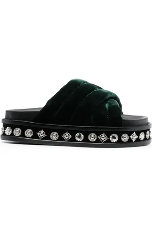 TOGA PULLA Studded 50mm velvet slides