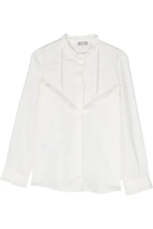 Il gufo Ruffled-collar cotton shirt