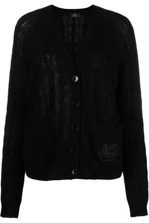 Etro Pegaso-motif cable-knit cashmere cardigan