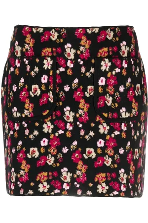 Barrie Floral-print cashmere miniskirt