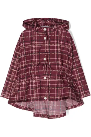 There Was One Kids Tartan-print hooded raincoat
