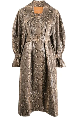 REJINA PYO Snakeprint-effect belted-waist coat