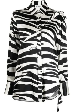 MONSE Zebra-print slashed-detail silk shirt