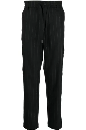VERSACE Drawstring-waist striped trousers