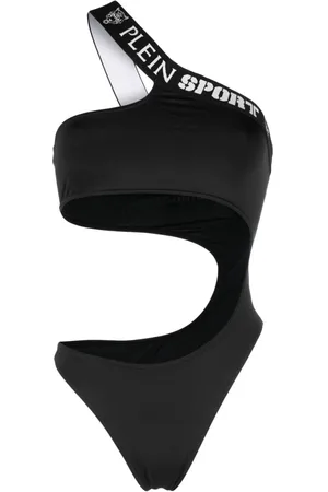Philipp Plein Logo-tape one-shoulder swimsuit