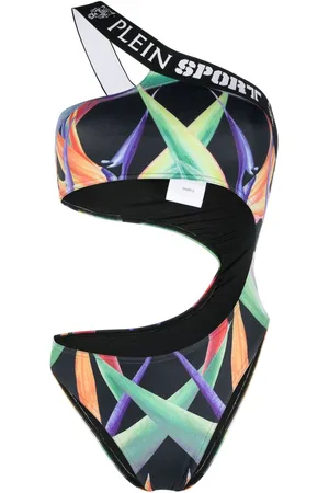 Philipp Plein Graphic-print one-shoulder swimsuit