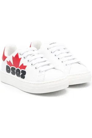 Dsquared2 Kids touch-strap leather sneakers - White