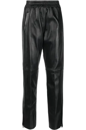 Golden Goose Leather elastic-waist cropped trousers