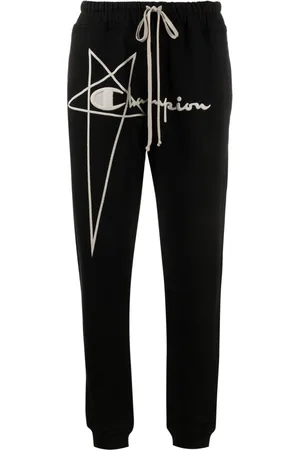 Rick Owens Logo-embroidered cotton track pants