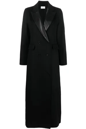 P.A.R.O.S.H. Leather-trim double-breasted wool coat