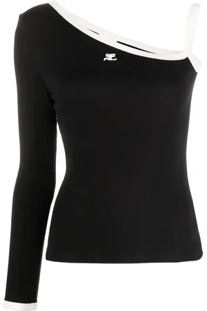 Courrèges Logo-embroidered one-shoulder top