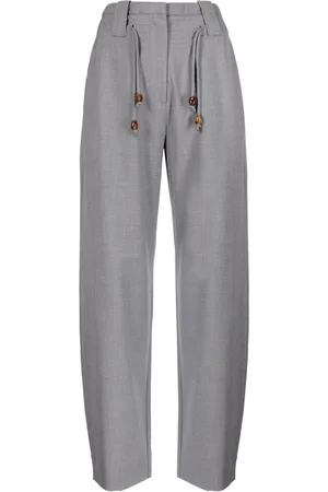 Ganni Drawstring-waist straight-leg trousers