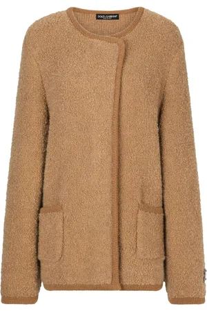 Dolce & Gabbana Logo-plaque off-centre knitted coat